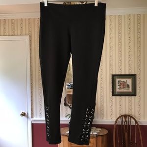 DAG Laced-Up Leg Stretch Crop Pants Black